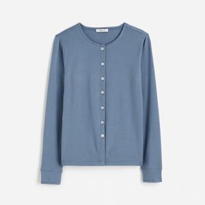 Madewell Ribbed Button Front Cardigan - Teapot Blue Size Medium